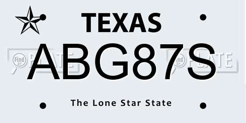 ABG87S Texas License Plate