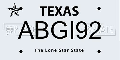 ABGI92 Texas License Plate