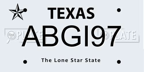 ABGI97 Texas License Plate