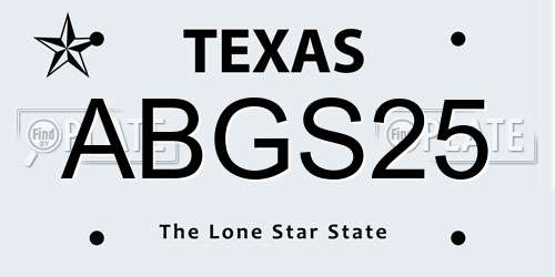ABGS25 Texas License Plate