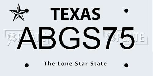ABGS75 Texas License Plate