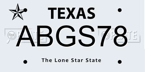 ABGS78 Texas License Plate