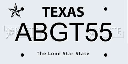 ABGT55 Texas License Plate