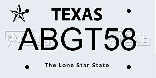 ABGT58 Texas License Plate