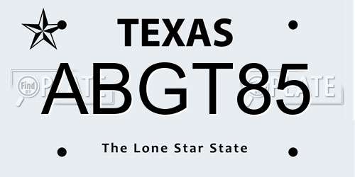 ABGT85 Texas License Plate