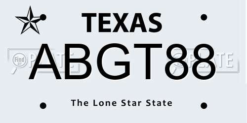 ABGT88 Texas License Plate