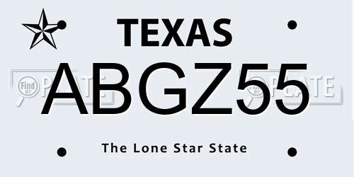 ABGZ55 Texas License Plate