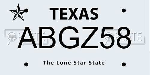 ABGZ58 Texas License Plate