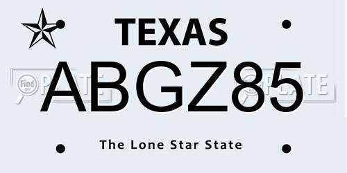 ABGZ85 Texas License Plate