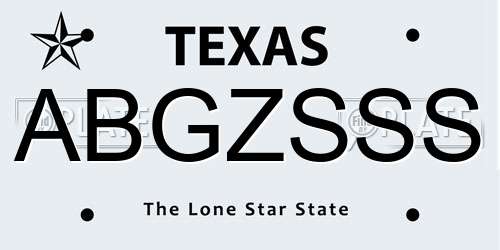 ABGZSSS Texas License Plate