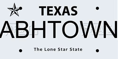 ABHTOWN Texas License Plate