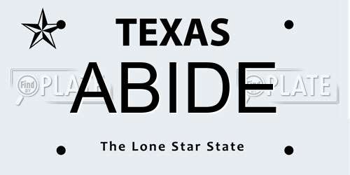ABIDE Texas License Plate