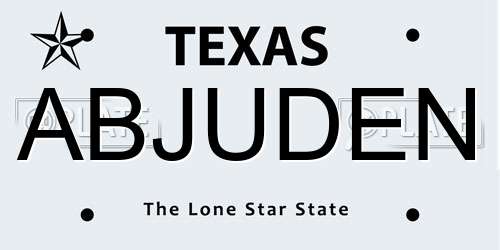 ABJUDEN Texas License Plate