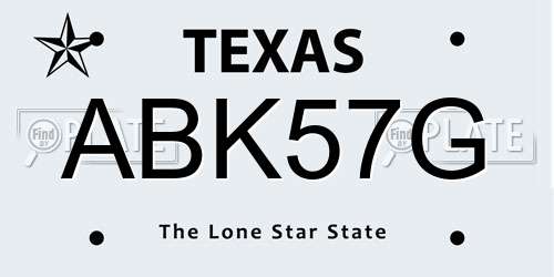 ABK57G Texas License Plate