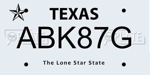 ABK87G Texas License Plate