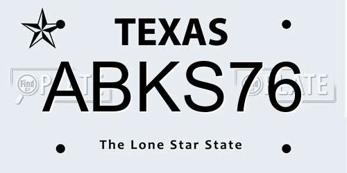 ABKS76 Texas License Plate