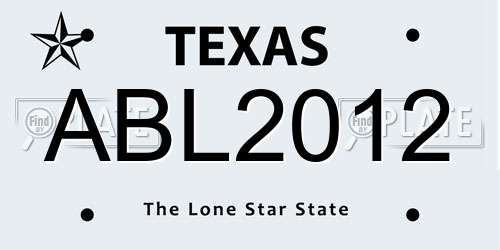 ABL2012 Texas License Plate