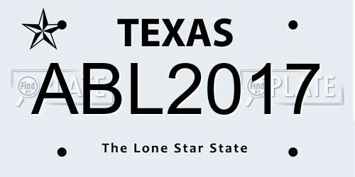 ABL2017 Texas License Plate
