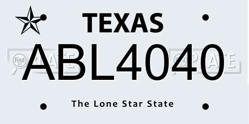 ABL4040 Texas License Plate