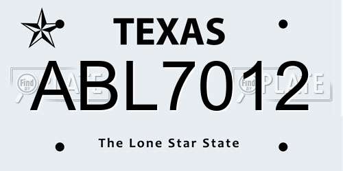 ABL7012 Texas License Plate