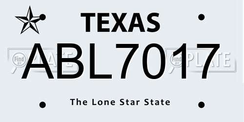 ABL7017 Texas License Plate