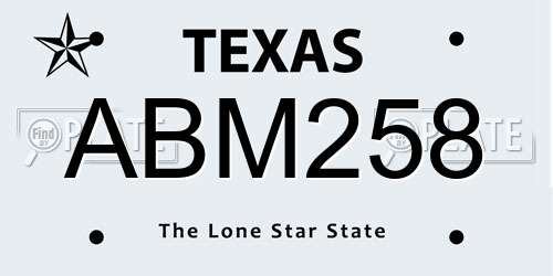 ABM258 Texas License Plate