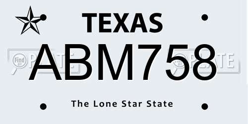 ABM758 Texas License Plate