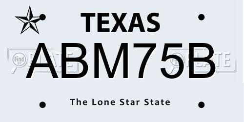 ABM75B Texas License Plate