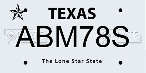 ABM78S Texas License Plate