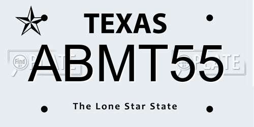 ABMT55 Texas License Plate