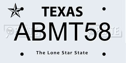 ABMT58 Texas License Plate