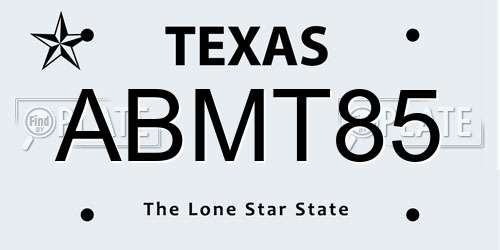 ABMT85 Texas License Plate