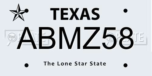 ABMZ58 Texas License Plate