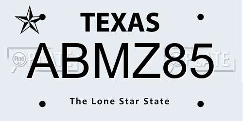 ABMZ85 Texas License Plate