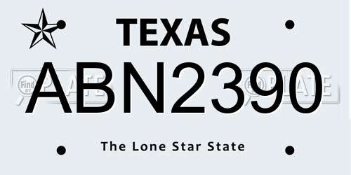 ABN2390 Texas License Plate