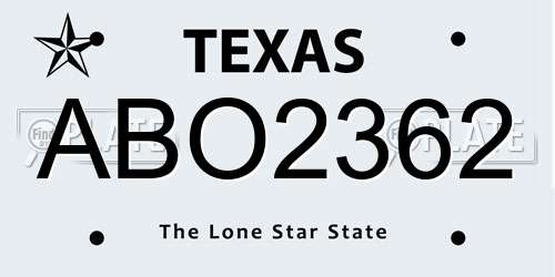 ABO2362 Texas License Plate