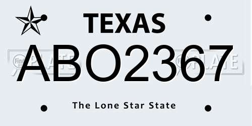 ABO2367 Texas License Plate