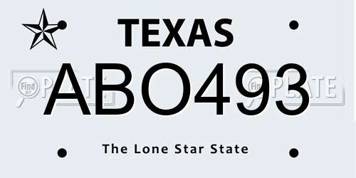 ABO493 Texas License Plate