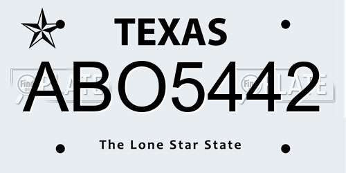 ABO5442 Texas License Plate