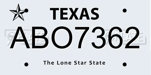 ABO7362 Texas License Plate