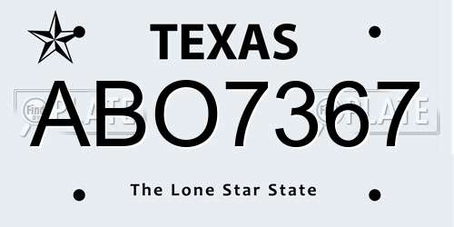 ABO7367 Texas License Plate