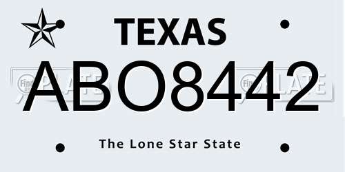 ABO8442 Texas License Plate