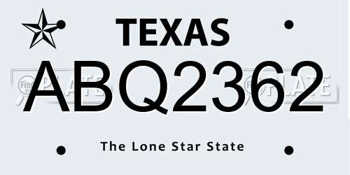ABQ2362 Texas License Plate