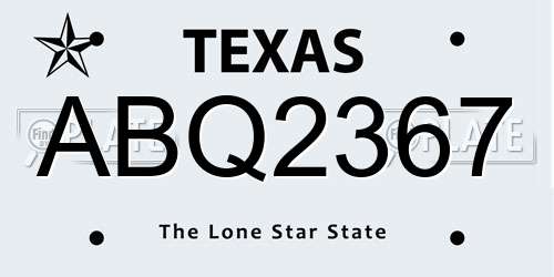 ABQ2367 Texas License Plate