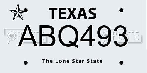 ABQ493 Texas License Plate