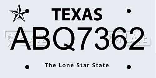 ABQ7362 Texas License Plate
