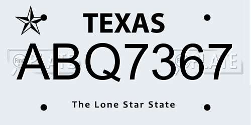ABQ7367 Texas License Plate