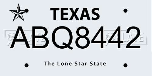 ABQ8442 Texas License Plate