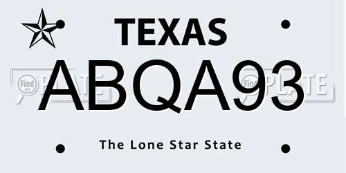 ABQA93 Texas License Plate
