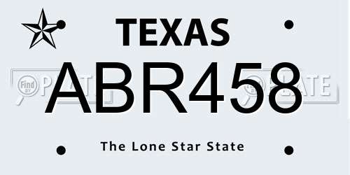 ABR458 Texas License Plate